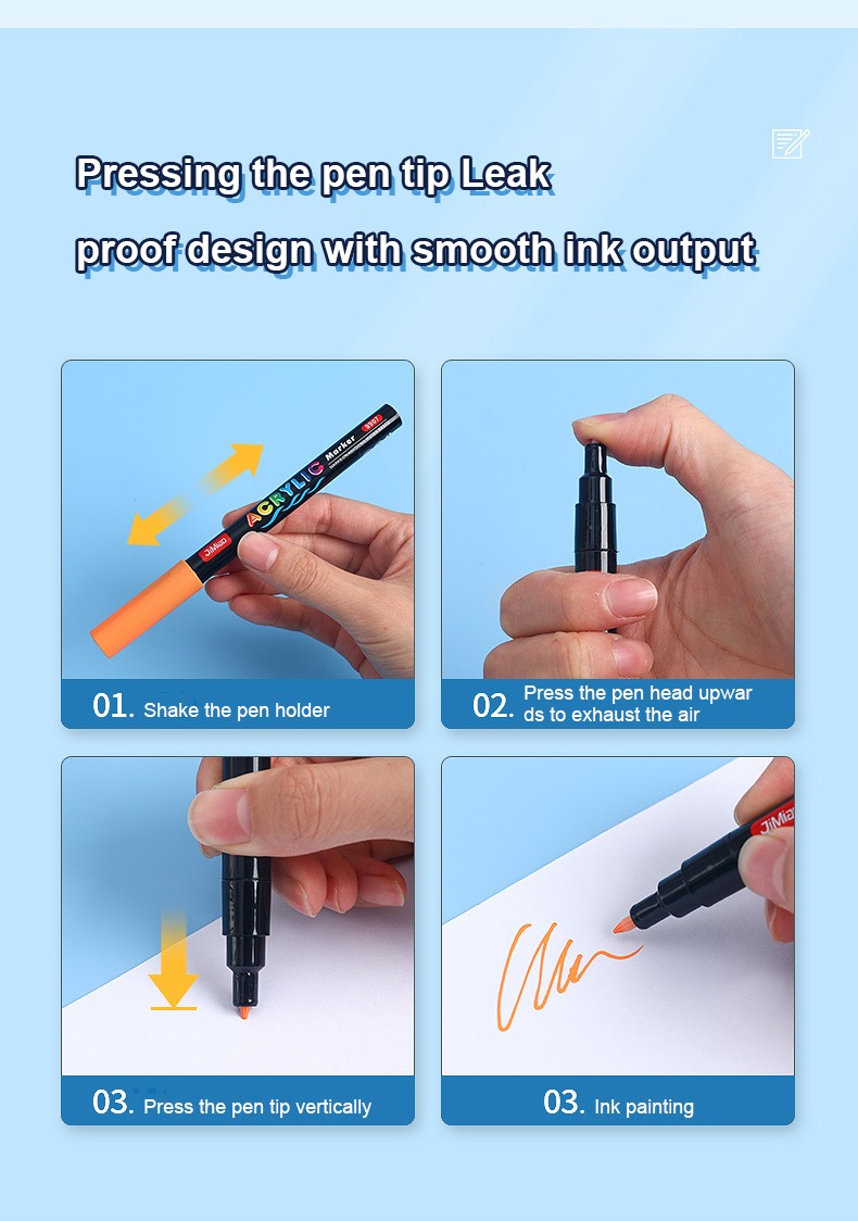 pressing the pen tip leak proof design with smooth ink output-Acrylic Colorful Markers Set