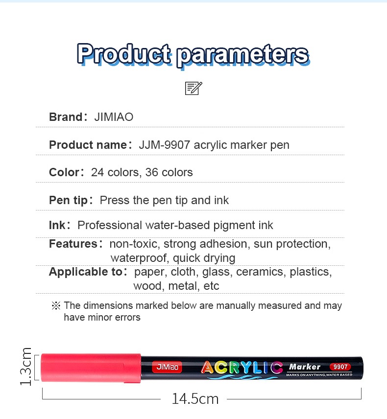 product information-Acrylic Colorful Markers Set