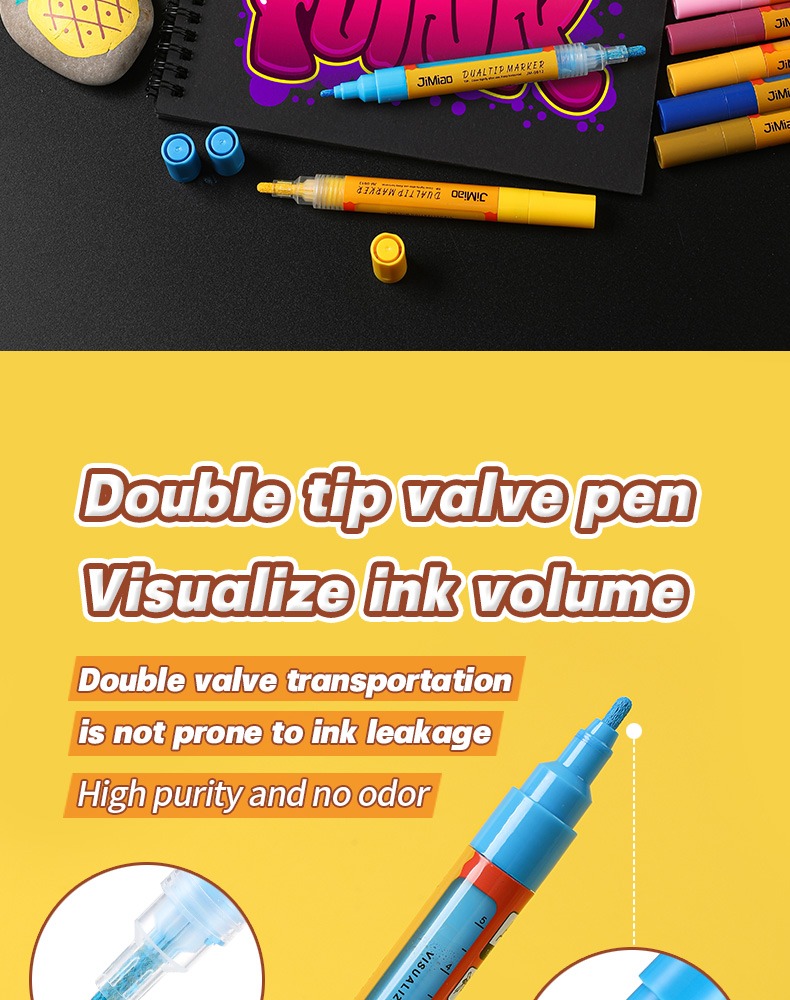 double tip valve pen visualize ink volume-Colorful Markers Set