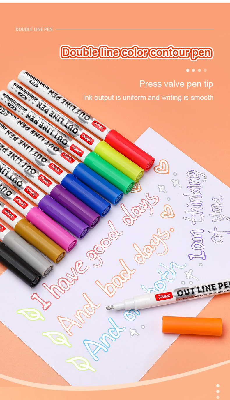 double line color contour pen-Colorful Markers Set