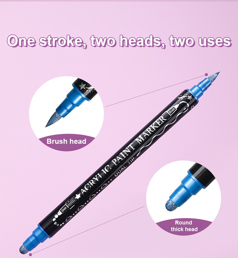 Double-Headed Acrylic Metal Coloring Markers Set