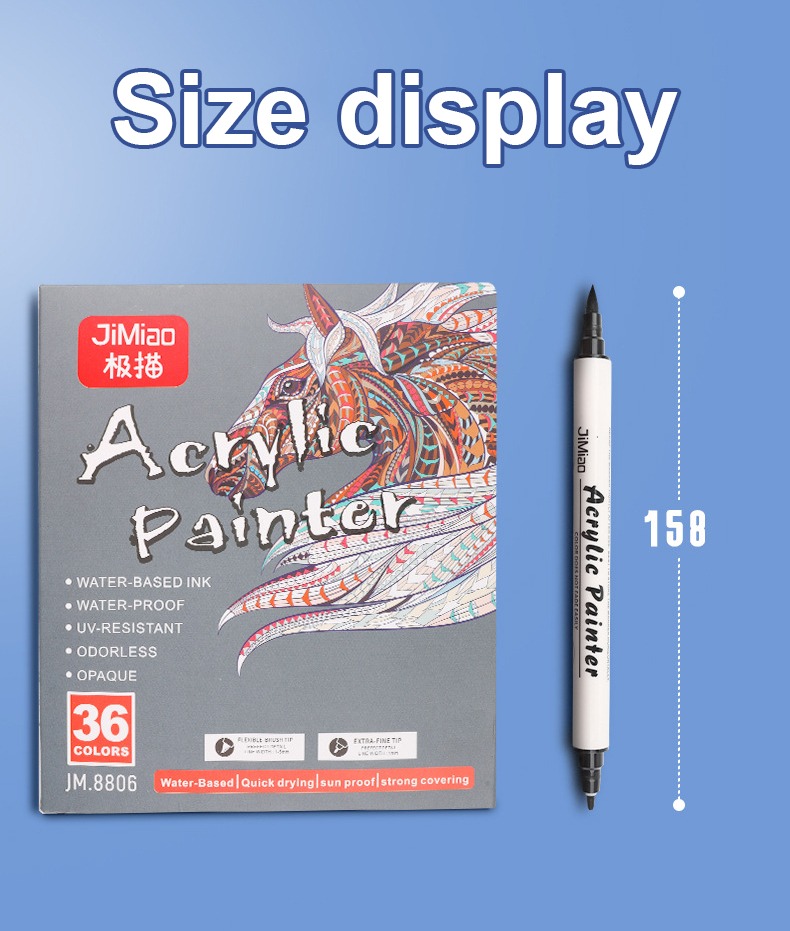 size-dispaly-Double-headed Acrylic Marker Soft Brush