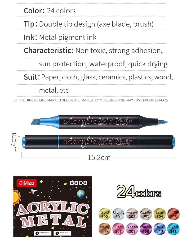 Double-headed Metal Acrylic Marker Pen, 