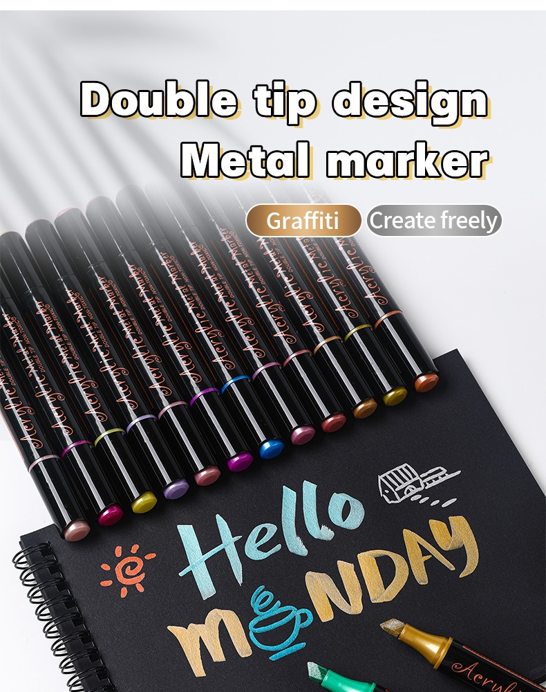 Double-headed Metal Acrylic Marker Pen, 