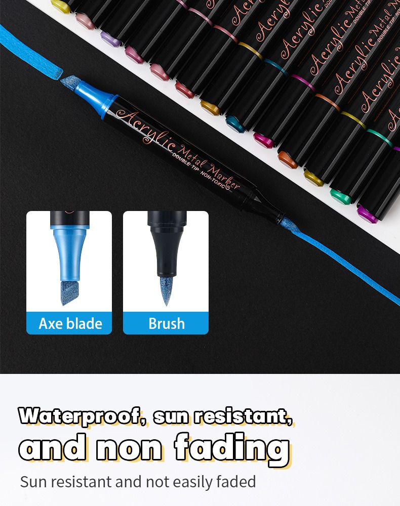 Double-headed Metal Acrylic Marker Pen, 