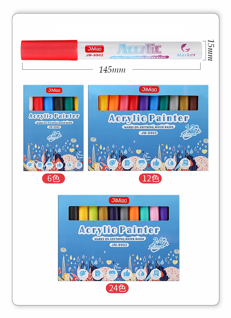 product size-Hand Drawn Ceramic Acrylic Coloring Markers Set