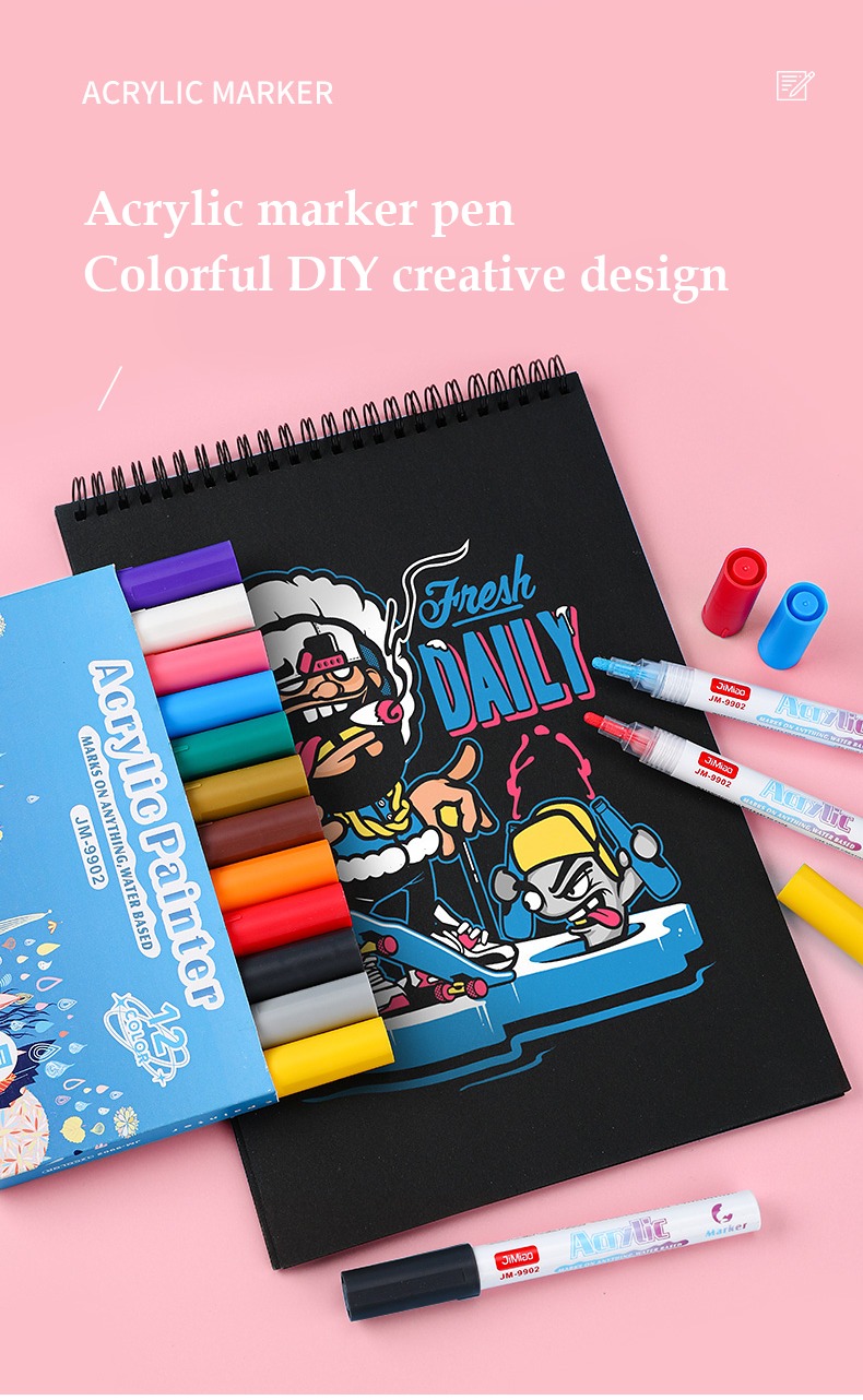 Hand Drawn Ceramic Acrylic Coloring Markers Set