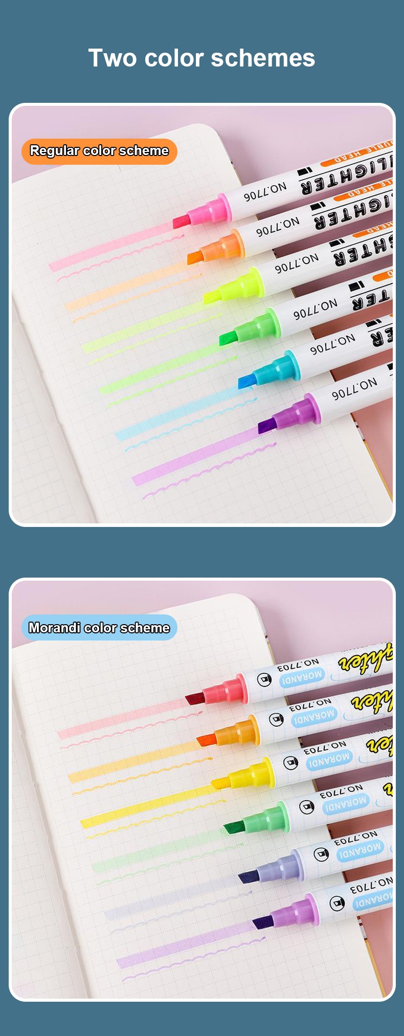 two color schemes- Double-Headed Colorful Markers Set