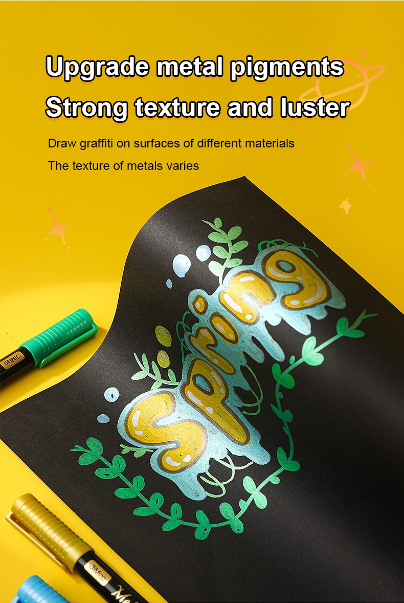 Upgrade metal pigments strong texture and luster-Soft-Head Coloring Metal Marker Pen